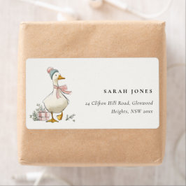 Chic Winter Goose Christmas Holiday Address Fraktsedel