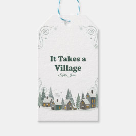 Chic Winter "It Takes a Village" Baby Shower Presentetikett