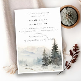 Chic Winter Snö Mountain Landscape Par Shower Inbjudningar
