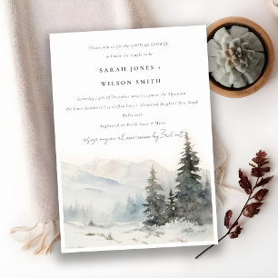 Chic Winter Snö Mountain Landscape Par Shower Inbjudningar