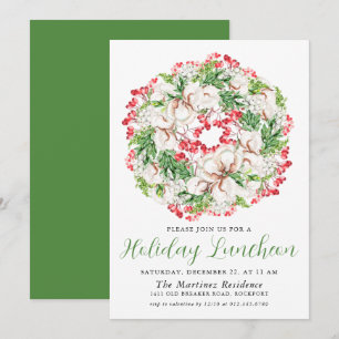 Chic Winter Watercolor Wand Helgdag Luncheon Inbjudningar