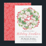 Chic Winter Watercolor Wand Helgdag Luncheon Inbjudningar<br><div class="desc">En chic vit poinsettia och toppar med rött bergsutandning den här helgdag. Kalligrafi ge är en festlig stämning.</div>