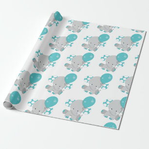 Chic Wood Teal Elephant Gender Neutral baby Presentpapper