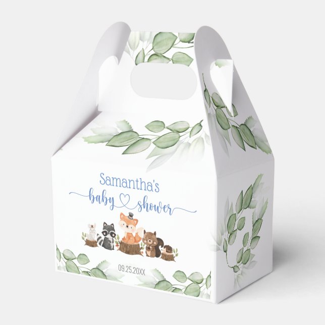 Chic Woodland Animal Pojke Shower Favbox Presentaskar (Framsidan Sidan)