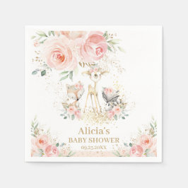 Chic Woodland Animals  Blommigt Baby Shower Pappersservett