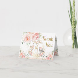 Chic Woodland Animals  Blommigt Baby Shower Tack Kort