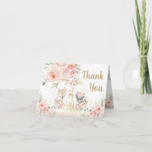 Chic Woodland Animals Blommigt Baby Shower Tack Kort