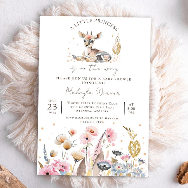 Chic Woodland Animals Boho Tribal Girl Baby Shower Inbjudningar (Skapare uppladdad)