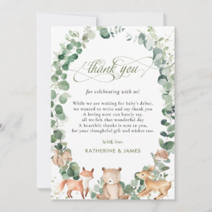 Chic Woodland Animals Greenery Baby Shower Tack Kort