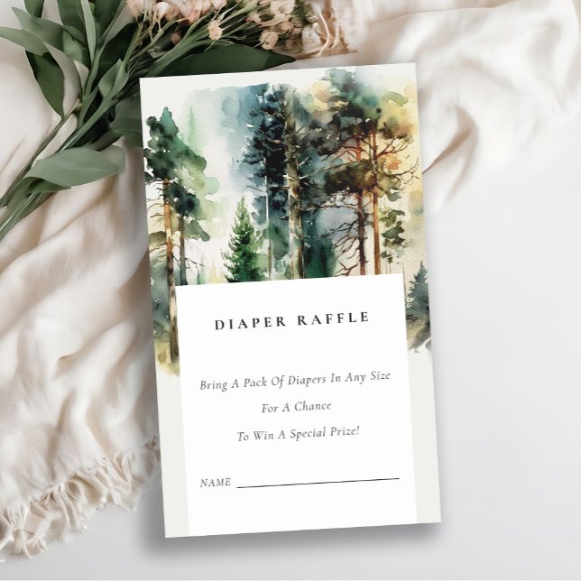 Chic Woodland Forest Diaper Raffle Baby Shower Tilläggskort (Skapare uppladdad)