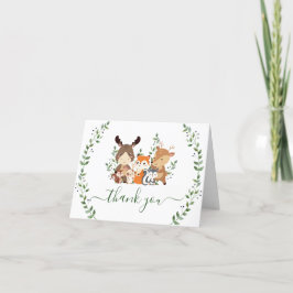 Chic Woodland Greenery Forest Animals Tack Kort