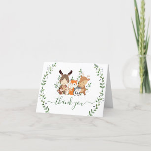 Chic Woodland Greenery Forest Animals Tack Kort
