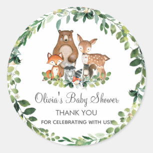 Chic Woodland Grey Baby Shower-Tack Runt Klistermärke