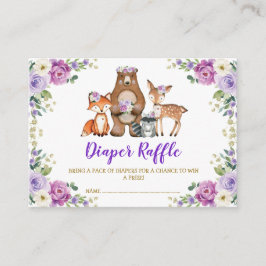 Chic Woodland Lila Blommigt Baby Diaper Raffle Tilläggskort