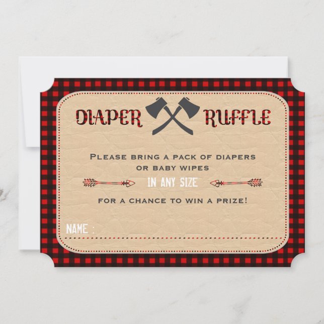 Chic Woodland Lumberjack Boy Diaper Raffle Biljett Inbjudningar (Framsida)
