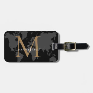 Chic World Traveler Karta Black Guld Monogram-skri Bagagebricka