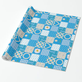 Chic Wrapping Papper, Daisy Chains Faux Patchwork Presentpapper