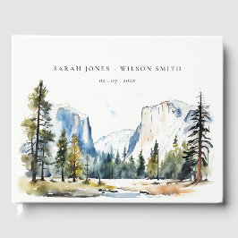 Chic Yosemite nationalpark CA Watercolor Bröllop Gästböcker