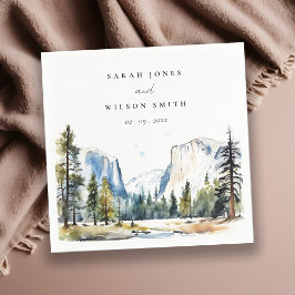 Chic Yosemite nationalpark CA Watercolor Bröllop Pappersservett