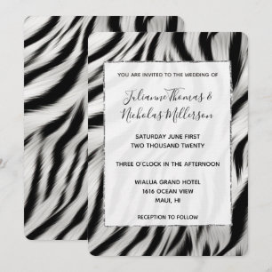 Chic Zebra Animal Print Bröllop Inbjudningar