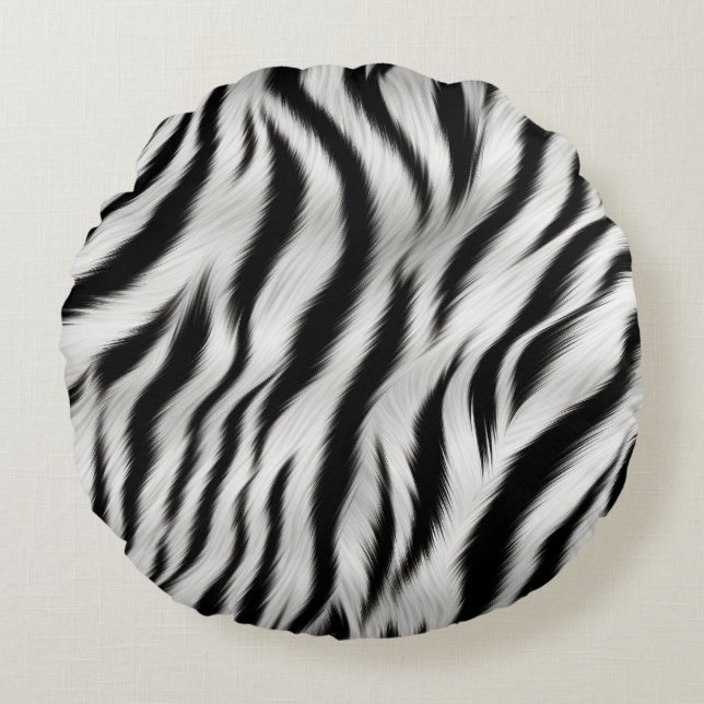 Chic Zebra Animal Print Bröllop Rund Kudde (Framsidan)