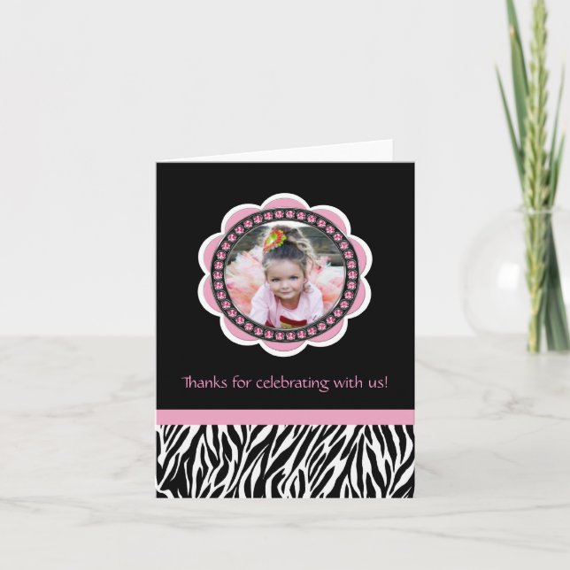 Chic Zebra Birthday Tack Cards Kort (Framsida)