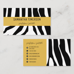 Chic Zebra ränder & Guld Modern Professionell Visitkort