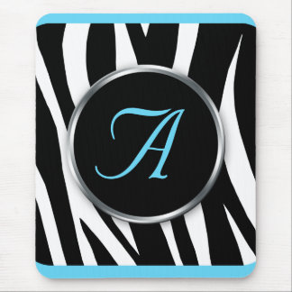 Chic Zebra tryck Aqua Blue Monogram moussat Musmatta