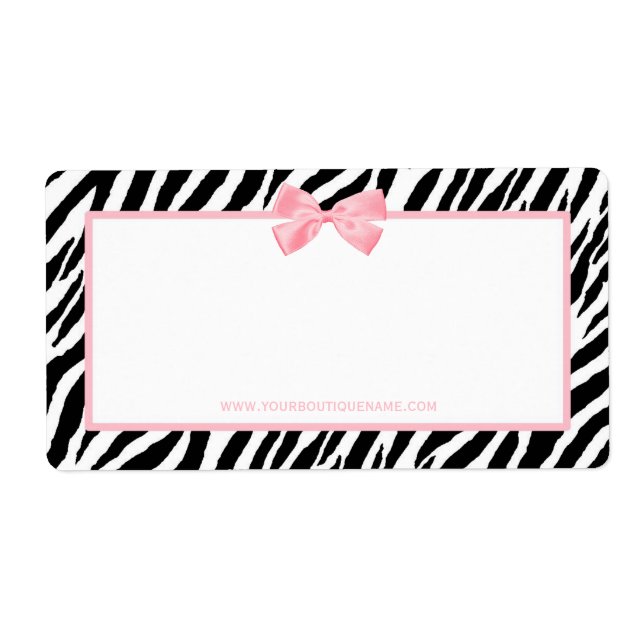 Chic Zebra tryck Boutique Light True Rosa Ribbon Fraktsedel (Framsidan)