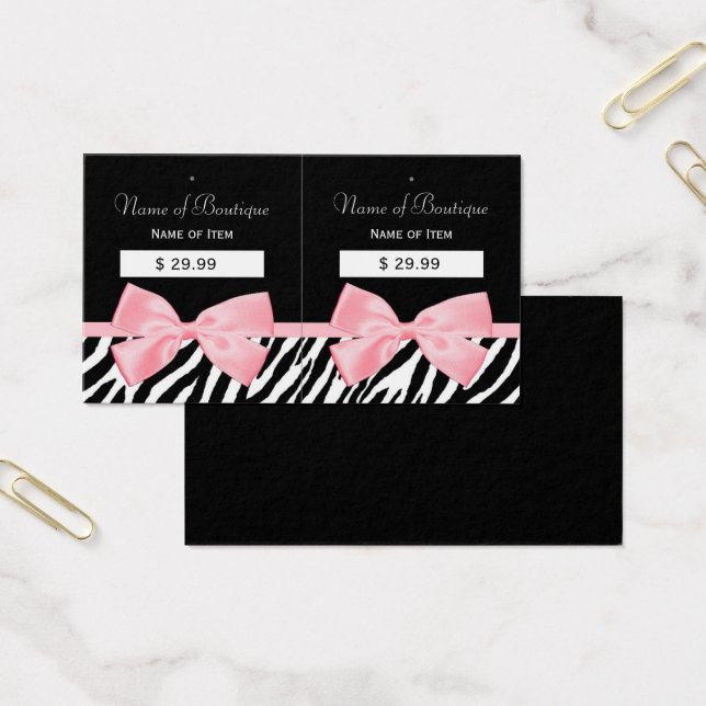 Chic Zebra tryck Märkres Light True Rosa Ribbon Visitkort (Kontor)