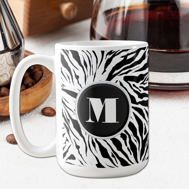 Chic Zebra tryck Monogrammed Kaffemugg (Skapare uppladdad)