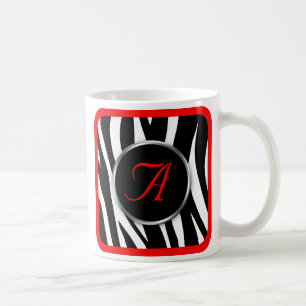 Chic Zebra tryck Red Monogram mugg