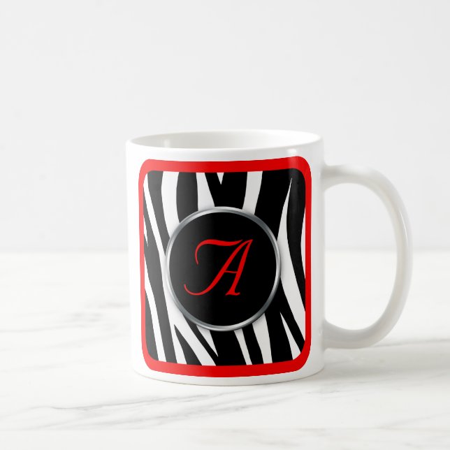 Chic Zebra tryck Red Monogram mugg (Höger)