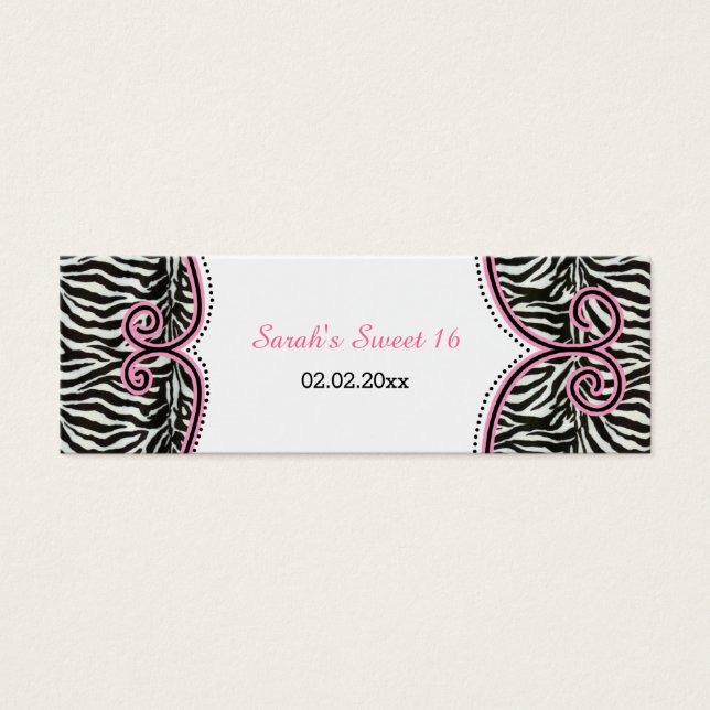 Chic Zebra tryck Rosa Personlig Gift Märkres Litet Visitkort (Framsidan)