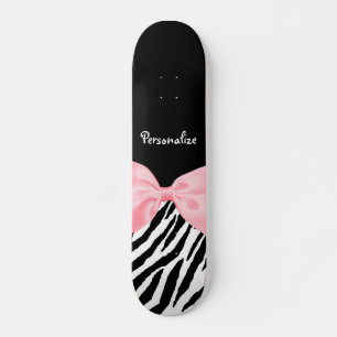 Chic Zebra tryck Soft Girly Ljusa rosa band Mini Skateboard Bräda 18,7 Cm