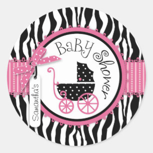 Chic Zebra tryck Sticker R-PKBK-2 Runt Klistermärke