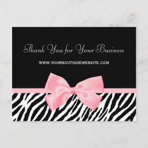 Chic Zebra tryck Tack Light True Rosa Ribbon Vykort