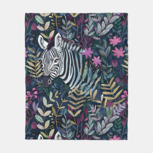 Chic zebrablad fleecefilt