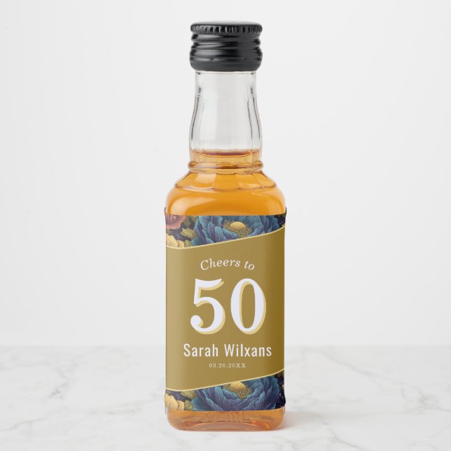 Chica Anemoner Fyrtio Födelsedag För Flickvän Spritflaskor Etikett (Framsida)