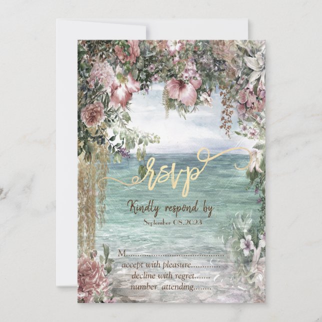 Chica Blommor Ocean RSVP Inbjudningar (Framsida)