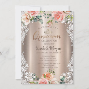 Chica Blommor,Spets,Tiara Quinceañera Inbjudningar