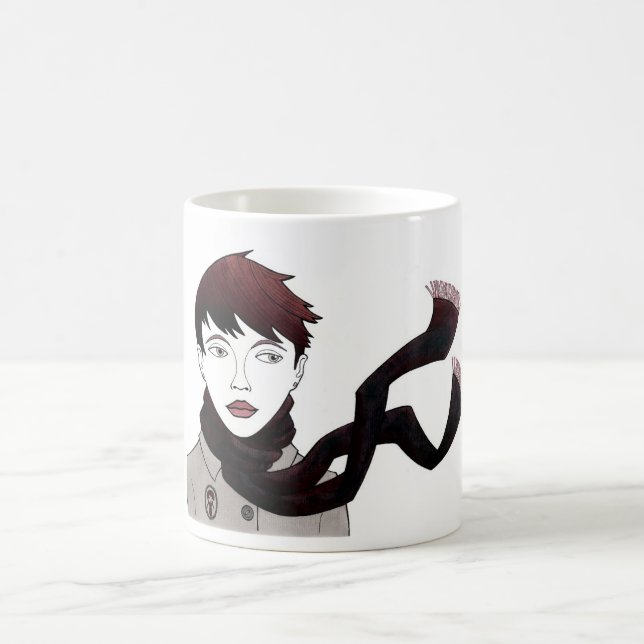 chica con bufanda taza kaffemugg (Center)