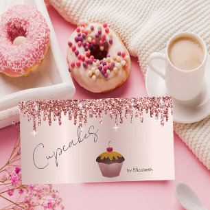 Chica cupcakes körsbär rose gold-dropar visitkort