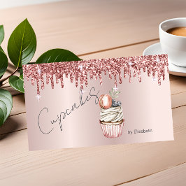 Chica cupcakes Macaroon Rose Gold-dropar Visitkort