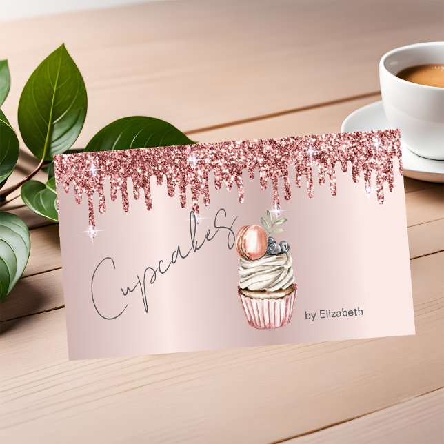 Chica cupcakes Macaroon Rose Gold-dropar Visitkort (Skapare uppladdad)