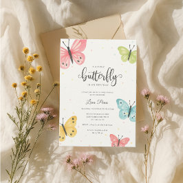 Chica de invitación a Baby Shower para mariposa Inbjudningar