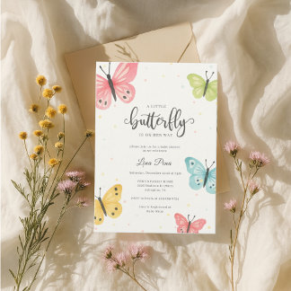 Chica de invitación a Baby Shower para mariposa Inbjudningar
