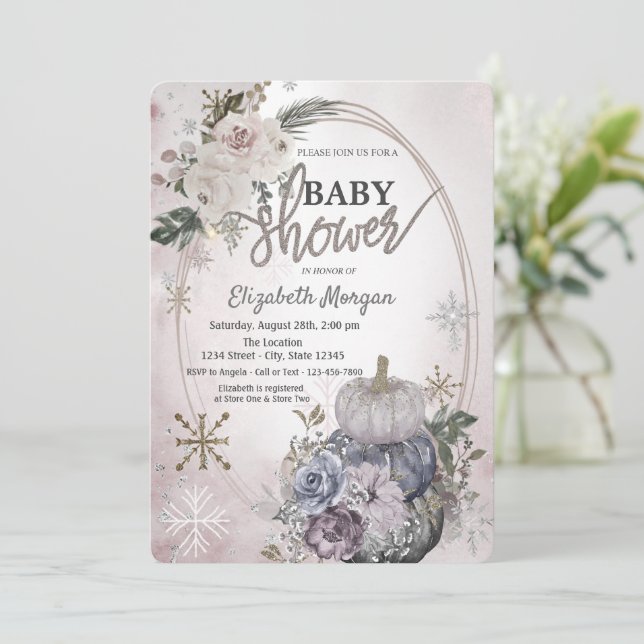 Chica pumpkins boho blommor baby shower inbjudningar (Stående Fram)