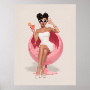 Chica Retro Glamourstämningar Poster