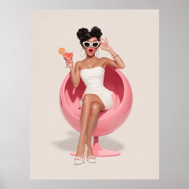 Chica Retro Glamourstämningar Poster (Framsidan)